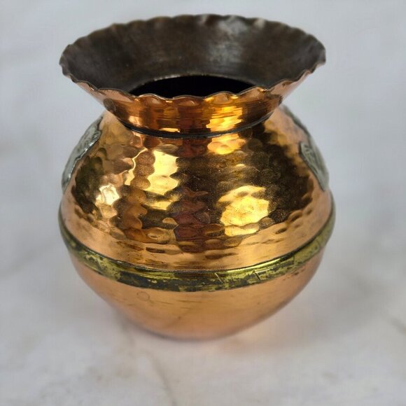 Copper & Brass Case with Silver Cat on Front Vintage Collectible Decoration - Picture 6 of 10